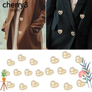 Cherry3 กระดุม รูปหัวใจ ประดับพลอยเทียม DIY