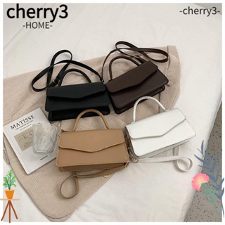 Cherry3 กระเป๋าสะพายไหล่ หนัง PU ทรงสี่เหลี่ยม ขนาดเล็ก สีพื้น แฟชั่นสําหรับสตรี