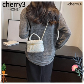 Cherry3 กระเป๋าถือ กระเป๋าสะพายไหล่ หนัง PU แต่งสายโซ่ ลายสก๊อต สีขาว สไตล์วินเทจ สําหรับสตรี