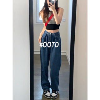 OOTD SHOP กางเกงขายาว กางเกงยีนส์ผู้หญิง ผู้หญิงแฟชั่นเกาหลี A97L0Q9