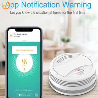 [ลดล้างสต๊อก] Tuya WiFi Smoke Alarm fire Smoke Detector Sensor Red Led Flash Alarm Indication Compatible Smart Life APP [MOP]