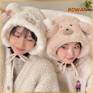 Rowans หมวกบีนนี่ ผู้หญิง น่ารัก หูหมี หมวกกันลม