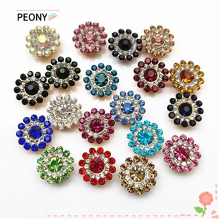 PEONYPAVILION กระดุมเหล็ก รูปดอกไม้ ประดับพลอยเทียม 14 มม. สําหรับตกแต่งเสื้อผ้า 10 ชิ้น