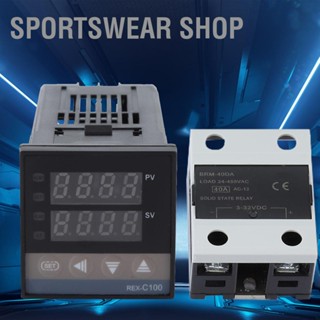 Sportswear Shop  AC 110-240V ชุดควบคุมอุณหภูมิ PID 0-400 ℃ + 40A SSR 1M M6 K Type Probe