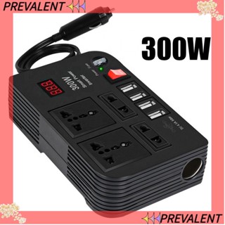 Preva 300W ซ็อกเก็ตอินเวอร์เตอร์ในรถยนต์ 4 USB อะแดปเตอร์ชาร์จเร็ว