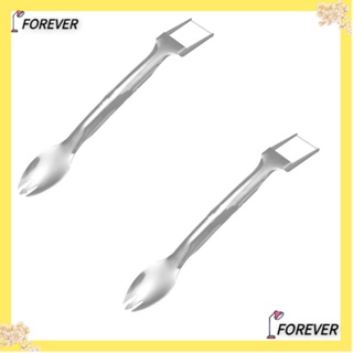 Forever 3-In-1 ส้อมสเตนเลส 3-In-1 ปลอดภัย สําหรับตัดแตงโม ผลไม้ 2 ชิ้น