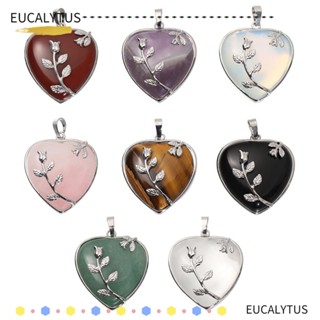 EUTUS สร้อยคอ จี้หินควอตซ์คริสตัลธรรมชาติ รูปหัวใจ ของขวัญ