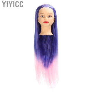 Yiyicc Mannequin Doll Head Blue Pink Gradient Color High Temperature Synthetic Hair for Display