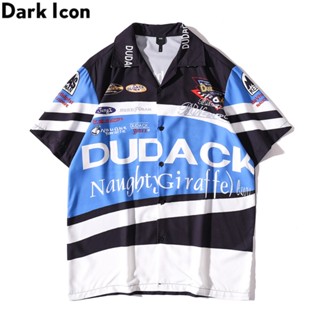 เสื้อเชิ้ตโปโล แขนสั้น ลาย Dark Icon สไตล์วินเทจ ฮาวาย แฟชั่นฤดูร้อน สําหรับผู้ชาย