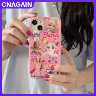 Cnagain เคสป้องกันโทรศัพท์มือถือ ลายบาร์บี้ สีชมพูกุหลาบ สําหรับ iPhone 14 13 12 Promax