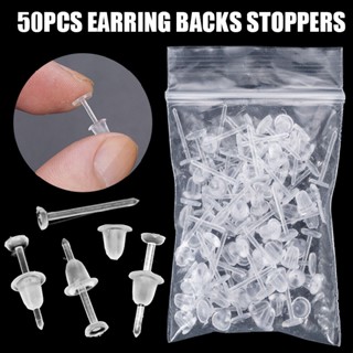 New 50pcs Plastic Stem Rubber Anti-Allergy Ear Stud Replacement Earring Stoppers