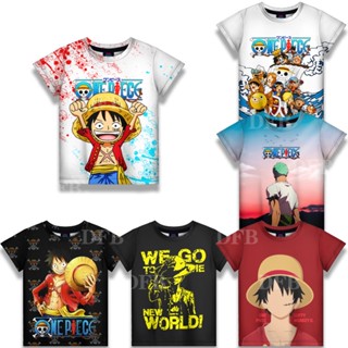 เสื้อยืดแขนสั้น พิมพ์ลายการ์ตูนอนิเมะ One Piece ระบายอากาศ สวมใส่สบาย แฟชั่นฤดูร้อน สําหรับเด็ก