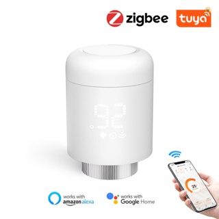 Tuya Zigbee เทอร์โมสตัท วาล์วหม้อน้ํา ควบคุมผ่านแอพโทรศัพท์มือถือ ไร้สาย ทําความร้อน ควบคุมอุณหภูมิ สําหรับ Amazon Alex