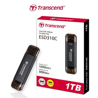 Transcend External SSD smallest 1TB : ESD310C : USB Type A and USB Type C connectors (  FlashDive 1TB &amp; Dual Drive 2 หัว ): รับประกัน 5ปี - มีใบกำกับภาษี-TS1TESD310C