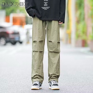 DaDuHey🔥 Mens and Womens American Retro High Street Vibe Style Overalls Dopamine Wear 2023 Trendy Brand Fashion Loose Drawstring Paratrooper Pants