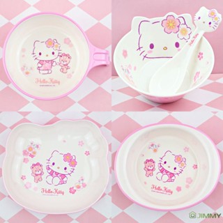 Kawaii Sanrio ชุดชามเมลามีน ลายการ์ตูน Hello Kittys น่ารัก เหมาะกับของขวัญ สําหรับเด็กผู้หญิง