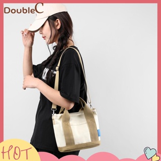 【Double C 】✿   กระเป๋าถือ กระเป๋าสะพายไหล่ ผ้าแคนวาส ทรงโท้ท ขนาดใหญ่ จุของได้เยอะ แบบเรียบง่าย สําหรับสตรี