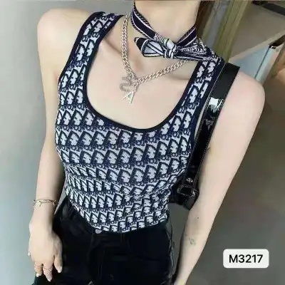 Xiao Design Sense Niche ถัก Camisole ฤดูร ้ อนสไตล ์ ใหม ่ Bowknot สวมใส ่ ด ้ านนอกสาวร ้ อนสวมใส ่ แขนกุด Top MC หญิง K6VQ