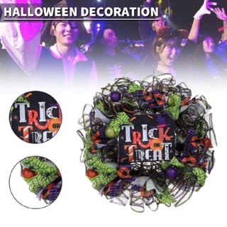 Welcome Halloween Door Wreaths Trick or Treat Mesh Wreath for Front Door Wall