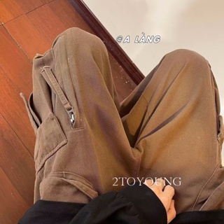 2TOYOUNG  กางเกงขายาว คาร์โก้ กางเกง เชือกอเมริกันคลาสิค Cargo pants 2023 NEW 072908 สวย fashion ทันสมัย Unique C98BBDE 36Z230909