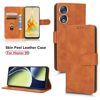 Honor90 Lite 5G Skin Feel Luxury Leather Flip Casing For Honor 90 Lite 90Lite 5G Phone Case Card Slot wallet Bracket Magnetic Shockproof Full Protection Back Cover