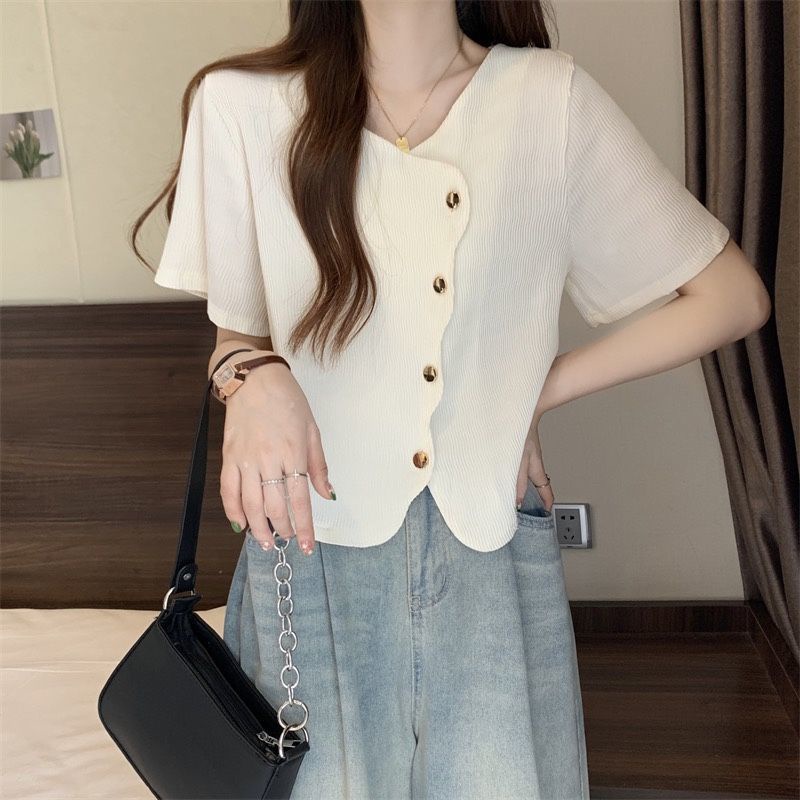 🍒Bee🍒 พลัสขนาดเสื้อผ้าผู้หญิงแขนสั้นใหม่เสื้อยืดผู้หญิงหลวม ๆ แนวโน้มด้านบน🍒(จัดส่ง 24 ชั่วโมง)🍒 - รูปที่ 7