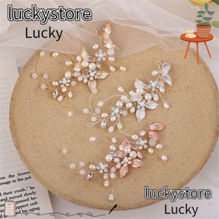 Lucky ที่คาดผม ประดับมุกคริสตัล แฮนด์เมด สําหรับเจ้าสาว