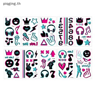 Piqging สติกเกอร์รอยสักชั่วคราว เรืองแสง กันน้ํา สําหรับปาร์ตี้ บาร์ ไนท์คลับ 10 แพ็ค