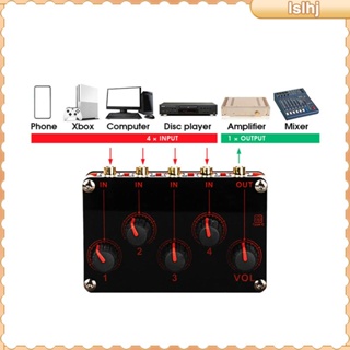 [Lslhj] เครื่องผสมเสียง 4 ช่องทาง ขนาดเล็ก สําหรับคลับ โทรศัพท์มือถือ สตูดิโอ เวที กีตาร์ เบส