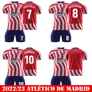 เสื้อกีฬาแขนสั้น ลายทีมชาติฟุตบอล Atletico Madrid 22-23 ชุด 2 ชิ้น ต่อชุด