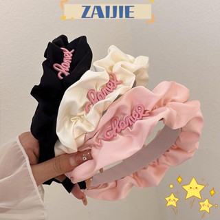 Zaijie24 ที่คาดผมจีบ กว้าง ลายตัวอักษร เครื่องประดับผม ของขวัญ สําหรับผู้หญิง