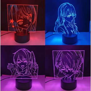 โคมไฟกลางคืน LED รูปการ์ตูนอนิเมะ Oshi no Ko 3d ชาร์จ USB สําหรับตกแต่งบ้าน