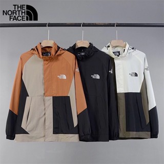 เสื้อแจ็กเก็ตบอมเบอร์ มีฮู้ด ปักลายโลโก้ The North Face 100% กันน้ํา สําหรับผู้ชาย และผู้หญิง