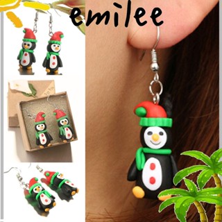 Emilee ต่างหูดินโพลิเมอร์ แฮนด์เมด ลายคริสต์มาสน่ารัก สําหรับผู้หญิง 1 คู่