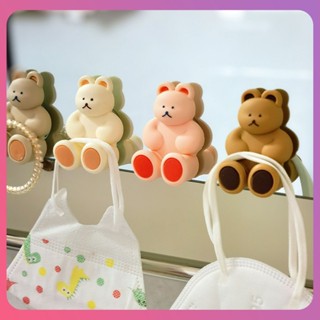 Creative Cute Bear Toothbrush Holder Silicone Multi-functional Suction-type Wall Hanging Punch-free Storage Rack ห้องอาบน้ำ Toothbrush Storage เครื่องมือ [COD]