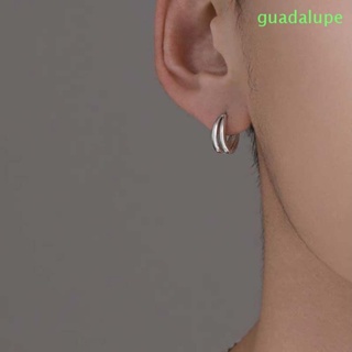 Guadalupe ผู้ชาย ห่วง ต่างหู บุคลิกภาพ สําหรับผู้ชาย หลายชั้น วงกลม สีเงิน ทรงกลม เรขาคณิต ต่างหูสตั๊ด