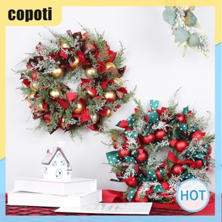 Copoti พวงหรีดคริสต์มาสประดิษฐ์ พร้อมริบบิ้นปอม สําหรับตกแต่งบ้าน