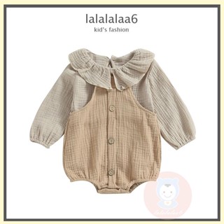 Laa6- เสื้อแขนยาว คอตุ๊กตา และกางเกง แขนกุด สีพื้น สําหรับเด็กผู้หญิง