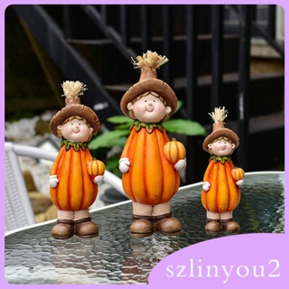 [szlinyou2] รูปปั้นเซรามิค รูปฟักทอง สําหรับตกแต่งบ้าน วันขอบคุณพระเจ้า 3 ชิ้น