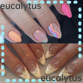 Eucalytus1 เล็บปลอม ถอดออกได้ Diy สไตล์ฝรั่งเศส 24 ชิ้น