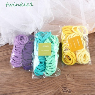 Twinkle1 ยางรัดผม แบบยืดหยุ่น สีสันสดใส สไตล์เกาหลี สําหรับเด็กผู้หญิง 50 ชิ้น/ชุด