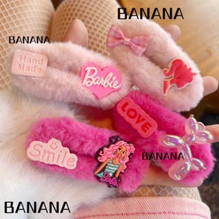 Banana1 กิ๊บติดผม รูปตุ๊กตาบาร์บี้ สีชมพู หรูหรา เครื่องประดับ สําหรับผู้หญิง