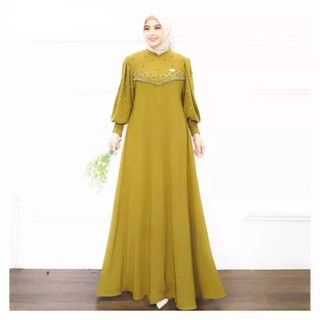 Vioni Dress / Gamis Crinkle Premium / Gamis Lebaran / Dress Payet Mutiara / Dress Formal Casual