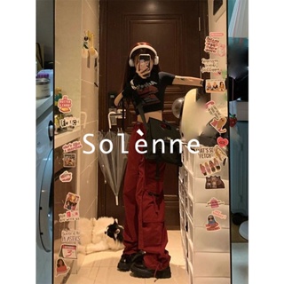 Solenne  กางเกงขายาว คาร์โก้ กางเกง ย้อนยุค 2023 NEW Trendy สวยงาม Unique สไตล์เกาหลี A20M065 36Z230909