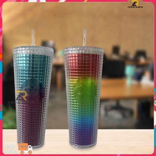 พร้อมส่ง Starbucks Corn Cup Diamond Straw Plastic Cup Bright Star Empty Cup 710ml / 24oz Large Capacity Matte Plastic Tumbler Cup