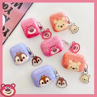 เคสหูฟังบลูทูธไร้สาย แบบนิ่ม ลายการ์ตูนหมีสตรอเบอร์รี่ สําหรับ Airpods 1 2 3 Generation Pro