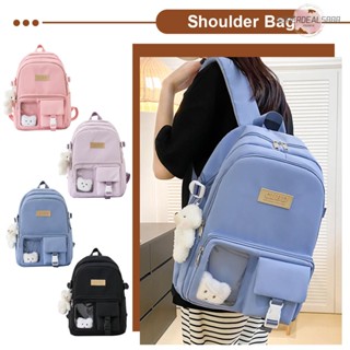 [SuperDeals888.th] กระเป๋าเป้สะพายหลัง ผ้าไนล่อน กันน้ํา สีพื้น สไตล์ฮาราจูกุ สําหรับนักเรียนวัยรุ่น