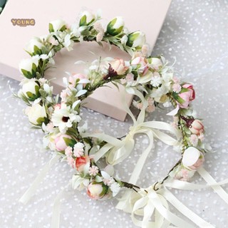 【พร้อมส่ง】ที่คาดผม รูปดอกกุหลาบจําลอง เหมาะกับเดินชายหาด งานแต่งงาน สําหรับผู้หญิง