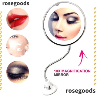 Rosegoods1 กระจกแต่งหน้า แบบปุ่มดูดสุญญากาศ ปรับได้ หมุนได้ 10 ชิ้น