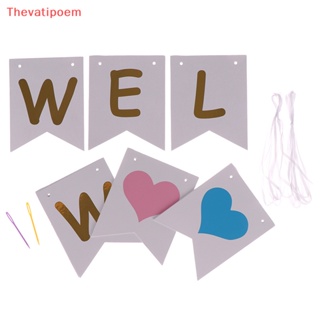 [Thevatipoem] ธงแบนเนอร์กระดาษ Welcome สําหรับตกแต่งวันเกิดเด็ก